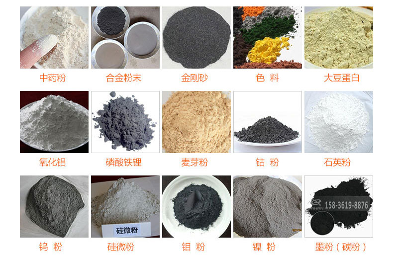氣體保護超聲波午夜人妻在线免费观看的行業應用：中藥粉，合金粉末，金剛砂，色料，大豆蛋白，氧化鋁，磷酸鐵鋰，麥芽粉，鈷粉，石英粉，鎢粉，矽微粉，鉬粉，墨粉。