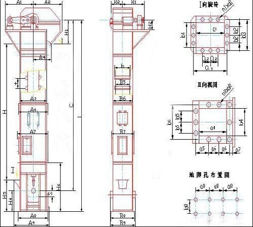 TH型鬥式提升機外形結構示意圖