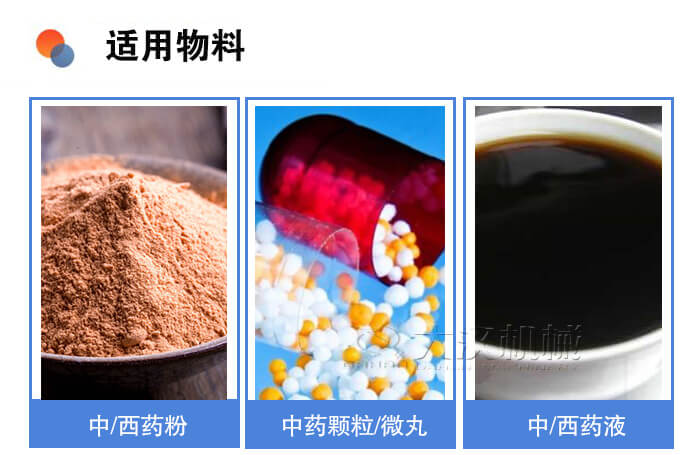 醫藥午夜人妻在线免费观看適用物料：中/西藥粉，中藥顆粒/微丸，中/西藥液。