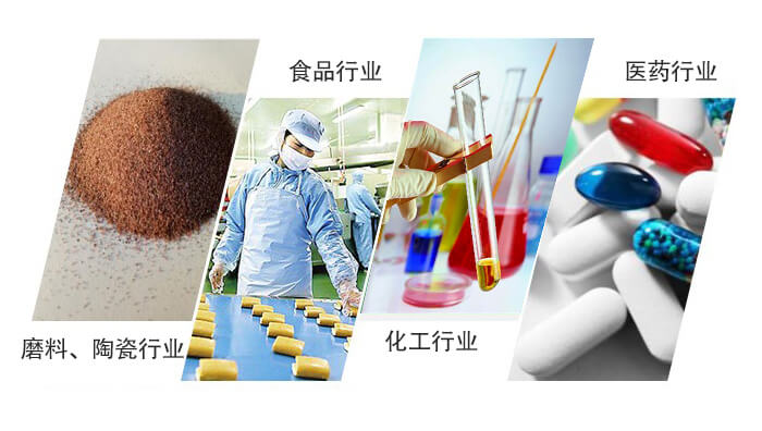 圓形旋振篩適用行業：磨料，陶瓷行業，食品行業，化工行業，醫藥行業。