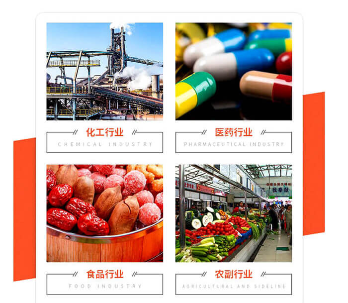 化工行業，醫藥行業，食品，農副行業等