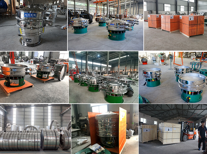 旋振篩備貨圖旋振篩廠家午夜精品视频機械備貨現場：全不鏽鋼旋振篩包裝完畢，碳鋼旋振篩批量展示，不鏽鋼底框批量展示，碳鋼旋振篩底框批量展示。